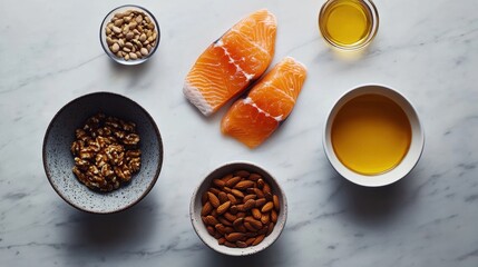 Healthy Foods for Brain Health Omega-3 Rich Salmon Almonds Walnuts and Oils for Cognitive Function