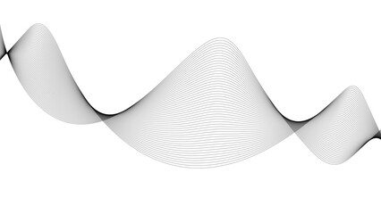 Abstract vector background with black wavy lines. Wave with lines created using blend tool. Curved wavy line.