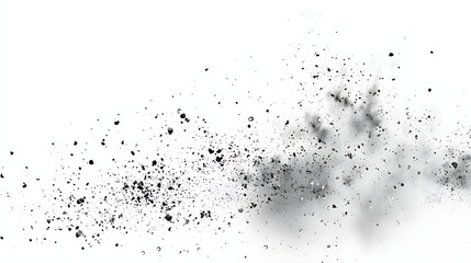 A white background with a black and grey cloud of dust