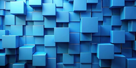 Abstract render of blue squares on blue background, abstract, minimal,design, geometric, shapes, modern, digital, art