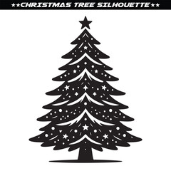 Christmas tree silhouette. Holly Christmas eps 10