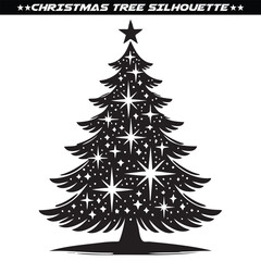 Christmas tree silhouette. Holly Christmas eps 10