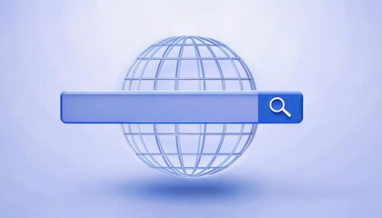 Digital globe with a search bar, representing online exploration.