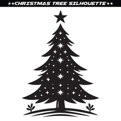 Christmas tree silhouette. Holly Christmas eps 10