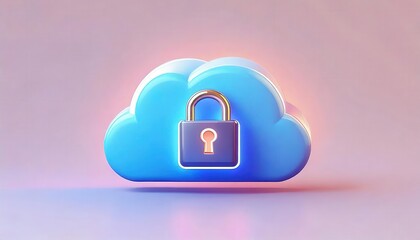 Cloud storage with a padlock symbolizing security and privacy.