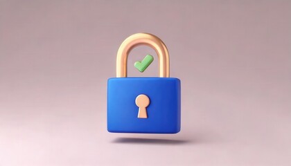 3D padlock with a checkmark symbolizing security and protection.