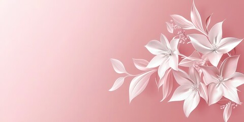 A gentle pink gradient background with floral accents in white and light pink, evoking a peaceful springtime mood.