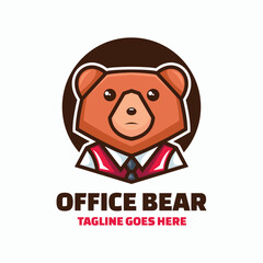 Office Bear Simple Mascot Logo