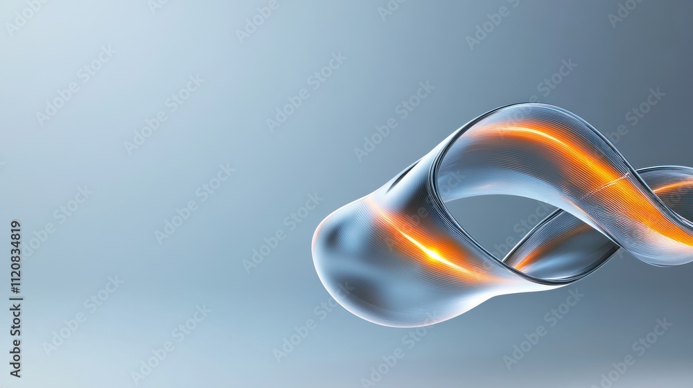 Poster a flowing, translucent shape with a warm glow against a soft backdrop.