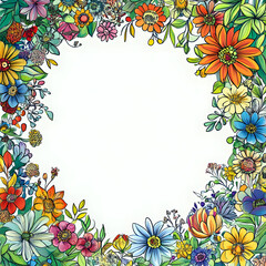 Obraz premium Creative 2D Doodle Floral Illustrations Text Space for Versatile Designs, Greeting Cards, Invitations