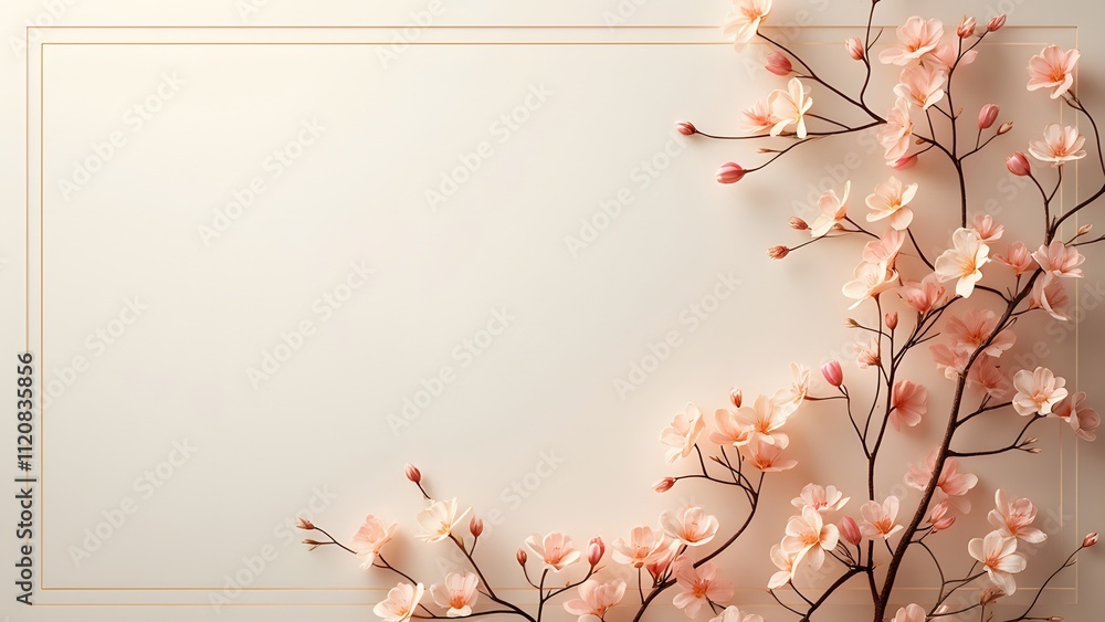 Poster welcome 2025 text with a floral frame on a white background. 3d rendering generated by ai