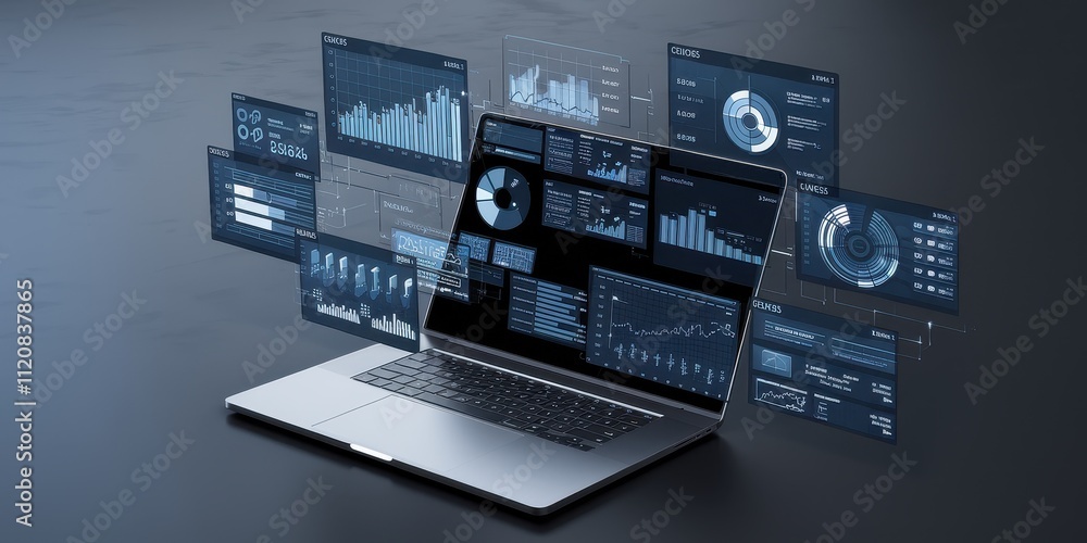 Poster cutting-edge data visualization and analytics on a laptop