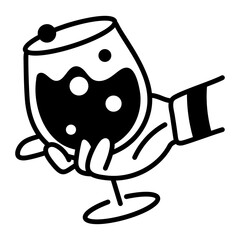 A hand drawn icon of a wine glass 
