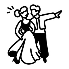 Flamenco couple icon in hand drawn style 
