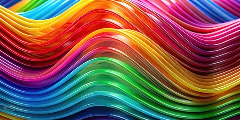 Obraz premium Vibrant wavy structure made of layered plastic with bright colors , abstract, sculpture, design, futuristic, modern, vibrant