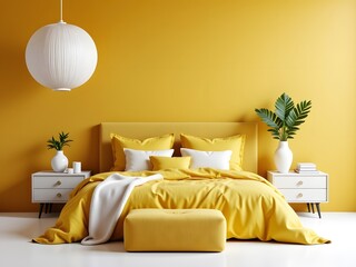 Bright Yellow Minimalist Bedroom