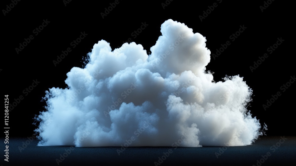 Poster fluffy white clouds against a contrasting black background creating a striking visual in a clear blu