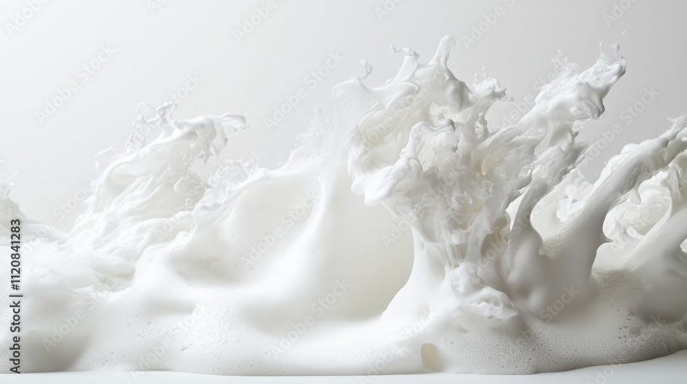 Poster abstract white foam splashes with soft textures against a minimalist background creating a serene an