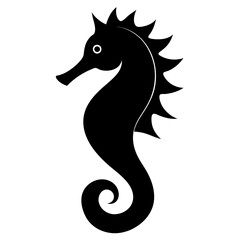 Obraz premium Black seahorse icon silhouette vector with a white background