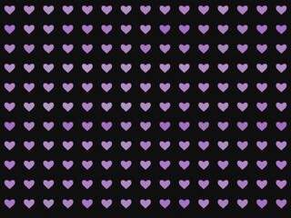 Seamless pattern of small purple hearts on a black background.