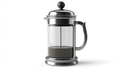 Elegant French Press Coffee Maker with transparent glass and stainless steel finish on a clean white background