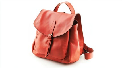 Naklejka premium Coral Leather Backpack Bag Stylish Designer Accessory Fashion Product Photography