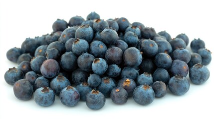 Fresh blueberries arranged in a creative border on a clean white background highlighting their vibrant colors and natural texture.