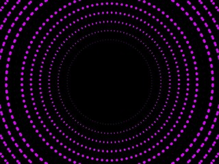 Abstract background with concentric circles of purple dots on a black background.