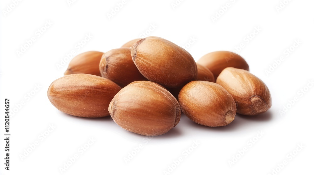 Aufkleber raw groundnuts arranged neatly on a clean white background showcasing their natural color and textur