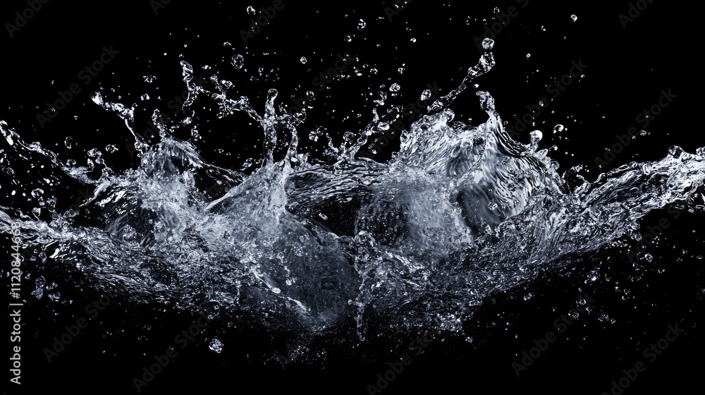 Aufkleber stunning high-resolution splash of pure water creating dynamic droplets against a black background