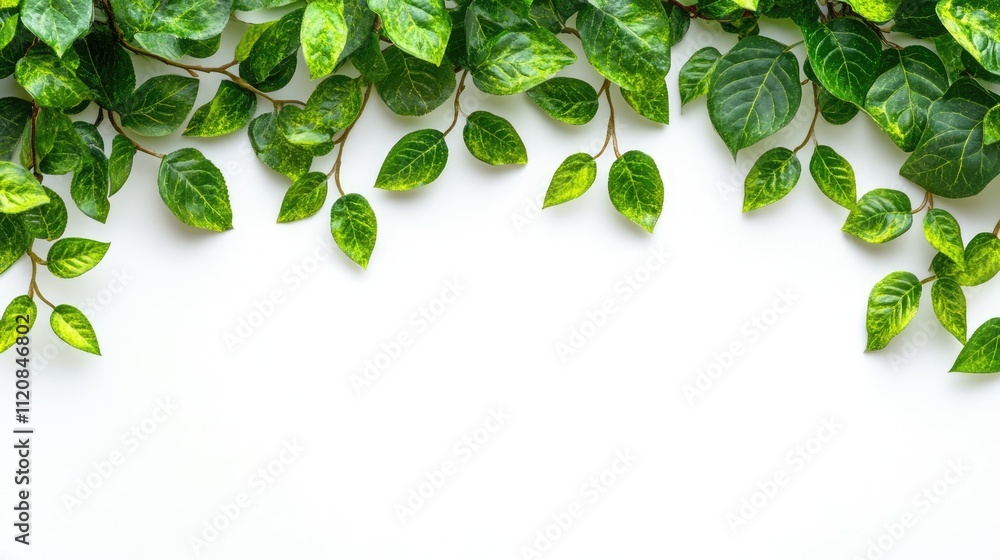 Poster lush green leaf border isolated on a clean white background perfect for design and decoration projec