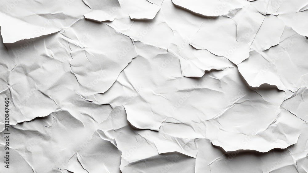 Aufkleber Crumpled white paper texture background for design and artistic applications in a vintage or rustic style
