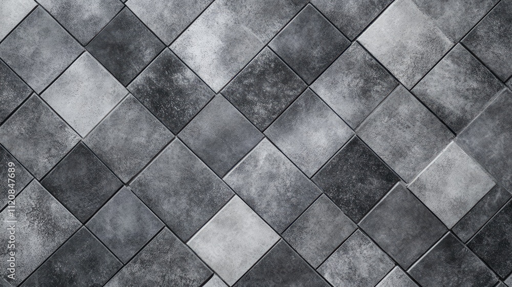 Poster gray tile flooring texture with a modern geometric pattern on a white background for interior design