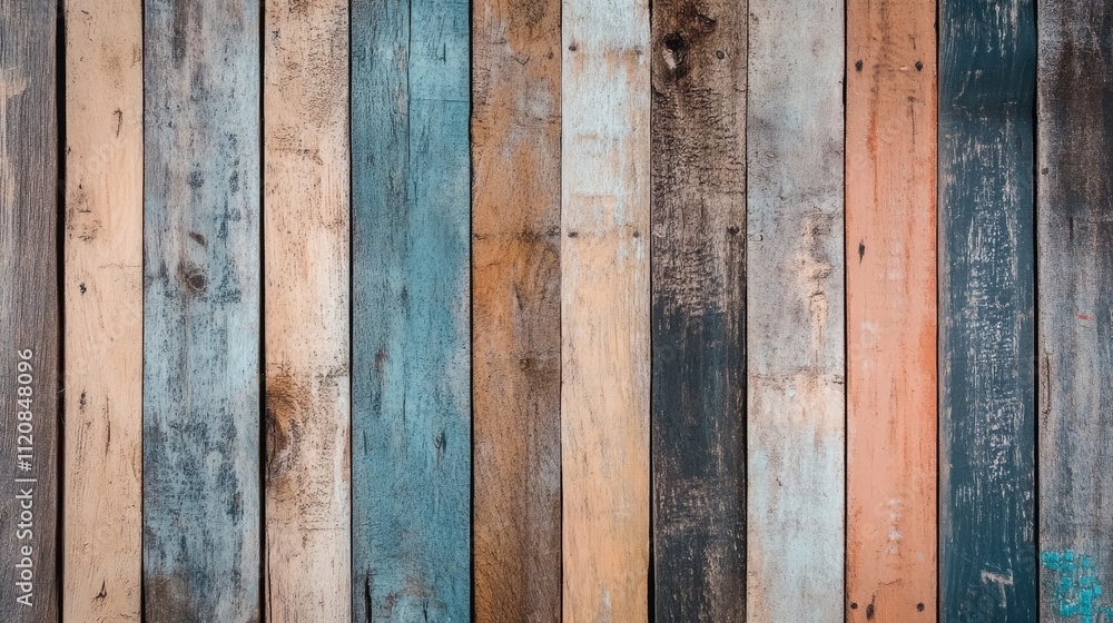 Poster Wooden texture collection featuring colorful planks ideal for background patterns and design projects