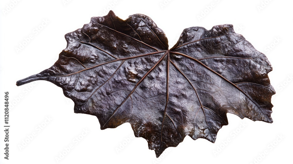 Aufkleber dark grape leaf isolated on a white background showcasing texture and detail for botanical or culina