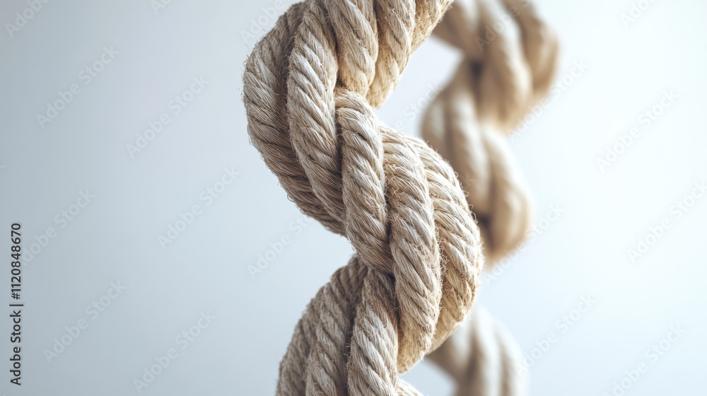 Poster twisted jute rope loop on white background for natural textures and rustic decor use