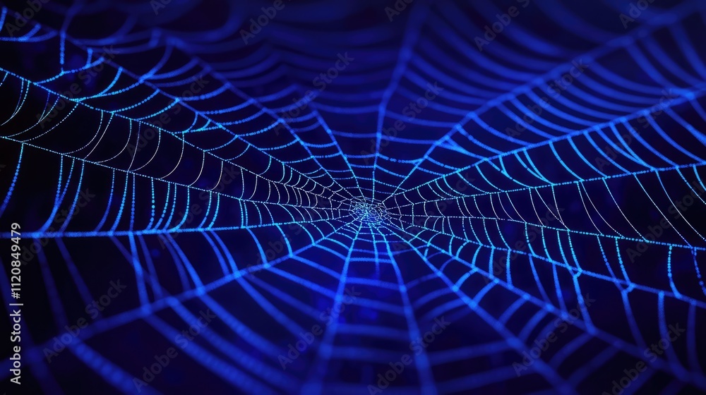Poster web pattern of intersecting lines in vibrant blue shades creating a mesmerizing spider web design ag