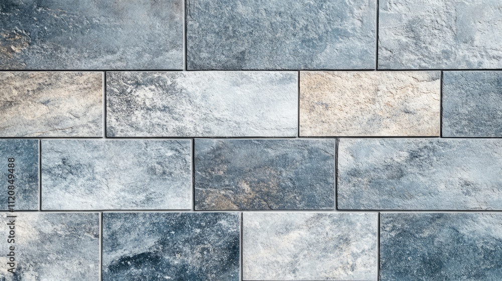 Aufkleber gray stone tile flooring texture with natural patterns isolated on a white background for home impro