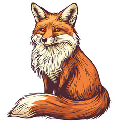 Obraz premium Beautiful Illustrated Fox with Vibrant Fur Sitting Gracefully