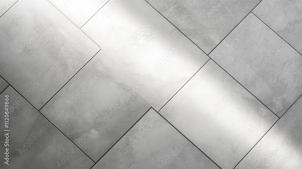 Poster Gray tile flooring texture with a modern design featuring sleek lines and a minimalist aesthetic, isolated on a clean white background.