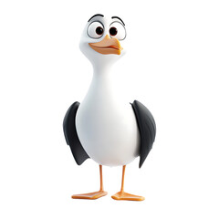 Fototapeta premium Cartoon Style Seagull Character with Funny Expression and Pose