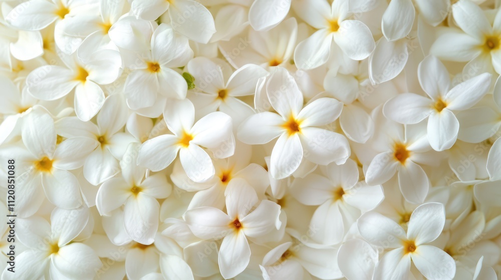 Poster white jasmine flowers with soft bokeh background creating a calming and serene floral texture for na