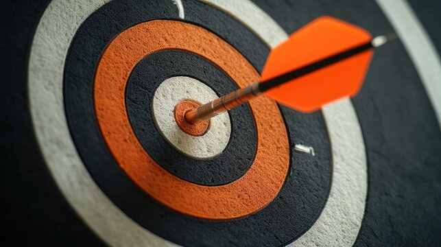 KPI target concept with dart hitting the bullseye symbolizing success in achieving performance goals and measurable metrics in business.