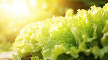Hydroponic greenhouse with fresh green lettuce illuminated by sunlight showcasing organic farming and sustainable agriculture practices