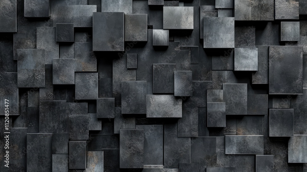Aufkleber textured grey stone cement wall with abstract square patterns ideal for industrial backgrounds and c