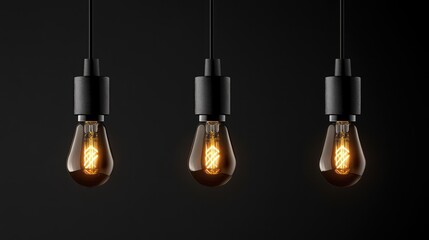 Elegant vintage-style LED bulbs with warm glow ideal for modern decor and creative concepts featuring ample copy space for text inclusion.