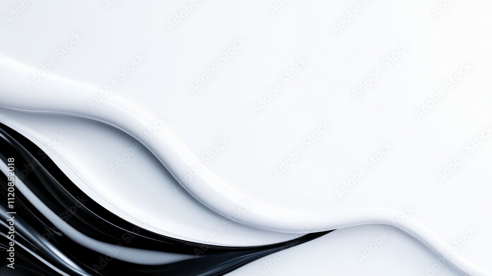 Poster abstract black and white fluid shapes creating a smooth texture.