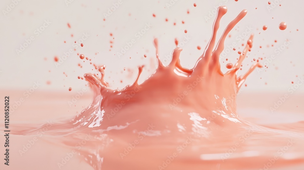 Poster dynamic splash of pink paint creating a captivating pattern against a clean white background showcas