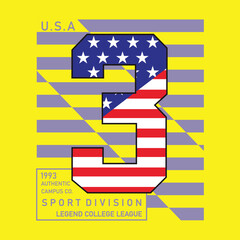 Vector illustration on the theme of American flag in numbers. typography, design t-shirt and print