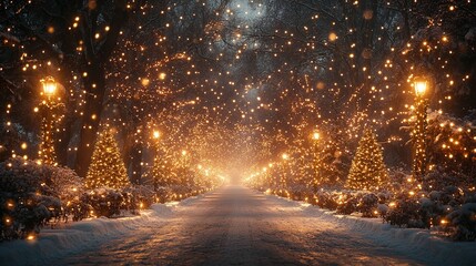 Camino Nevado y Abetos Decorados para Personalizar